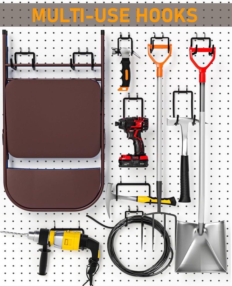 INCLY 36 Pack Heavy Duty Pegboard Hooks, 1/4" Pegboard Drill Holder Tool Utility Hooks, Peg Board Tool Hangers Accessories for Hanging Power Tools, Drill, Hammer, Workbench, Garage - Image 5